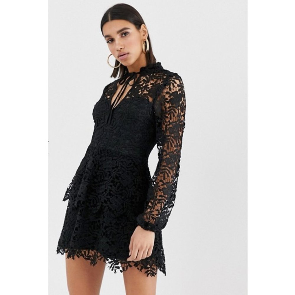 MISSGUIDED (NWT) Black Crochet Detail Mini Dress